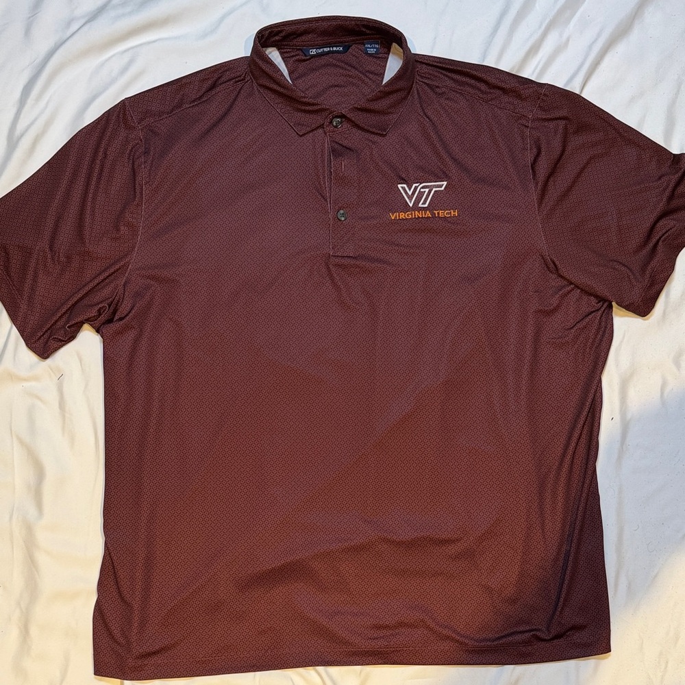 Virginia Tech Cutter & Buck Maroon Polo Shirt VT - Stitched Logo